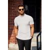imageCOOFANDY Mens Mock Turtleneck Sweater Short Sleeve Turtle Neck Sweaters Casual Ribbed Knitted Pullover Tops Solid Basic TeeAwhite