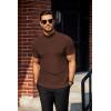 imageCOOFANDY Mens Mock Turtleneck Sweater Short Sleeve Turtle Neck Sweaters Casual Ribbed Knitted Pullover Tops Solid Basic TeeBrown