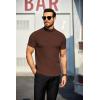 imageCOOFANDY Mens Mock Turtleneck Sweater Short Sleeve Turtle Neck Sweaters Casual Ribbed Knitted Pullover Tops Solid Basic TeeBrown