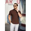 imageCOOFANDY Mens Mock Turtleneck Sweater Short Sleeve Turtle Neck Sweaters Casual Ribbed Knitted Pullover Tops Solid Basic TeeBrown