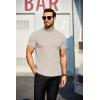 imageCOOFANDY Mens Mock Turtleneck Sweater Short Sleeve Turtle Neck Sweaters Casual Ribbed Knitted Pullover Tops Solid Basic TeeCream