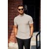 imageCOOFANDY Mens Mock Turtleneck Sweater Short Sleeve Turtle Neck Sweaters Casual Ribbed Knitted Pullover Tops Solid Basic TeeCream