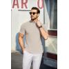 imageCOOFANDY Mens Mock Turtleneck Sweater Short Sleeve Turtle Neck Sweaters Casual Ribbed Knitted Pullover Tops Solid Basic TeeCream
