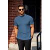 imageCOOFANDY Mens Mock Turtleneck Sweater Short Sleeve Turtle Neck Sweaters Casual Ribbed Knitted Pullover Tops Solid Basic TeeDark Blue