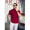 imageCOOFANDY Mens Mock Turtleneck Sweater Short Sleeve Turtle Neck Sweaters Casual Ribbed Knitted Pullover Tops Solid Basic TeeDark Red