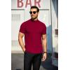 imageCOOFANDY Mens Mock Turtleneck Sweater Short Sleeve Turtle Neck Sweaters Casual Ribbed Knitted Pullover Tops Solid Basic TeeDark Red