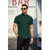 imageCOOFANDY Mens Mock Turtleneck Sweater Short Sleeve Turtle Neck Sweaters Casual Ribbed Knitted Pullover Tops Solid Basic TeeGreen