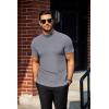 imageCOOFANDY Mens Mock Turtleneck Sweater Short Sleeve Turtle Neck Sweaters Casual Ribbed Knitted Pullover Tops Solid Basic TeeGrey