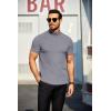 imageCOOFANDY Mens Mock Turtleneck Sweater Short Sleeve Turtle Neck Sweaters Casual Ribbed Knitted Pullover Tops Solid Basic TeeGrey