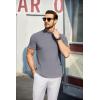 imageCOOFANDY Mens Mock Turtleneck Sweater Short Sleeve Turtle Neck Sweaters Casual Ribbed Knitted Pullover Tops Solid Basic TeeGrey
