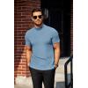 imageCOOFANDY Mens Mock Turtleneck Sweater Short Sleeve Turtle Neck Sweaters Casual Ribbed Knitted Pullover Tops Solid Basic TeeLight Blue