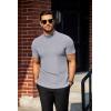 imageCOOFANDY Mens Mock Turtleneck Sweater Short Sleeve Turtle Neck Sweaters Casual Ribbed Knitted Pullover Tops Solid Basic TeeLight Grey