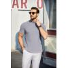 imageCOOFANDY Mens Mock Turtleneck Sweater Short Sleeve Turtle Neck Sweaters Casual Ribbed Knitted Pullover Tops Solid Basic TeeLight Grey