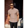 imageCOOFANDY Mens Mock Turtleneck Sweater Short Sleeve Turtle Neck Sweaters Casual Ribbed Knitted Pullover Tops Solid Basic TeeLight Khaki