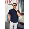 imageCOOFANDY Mens Mock Turtleneck Sweater Short Sleeve Turtle Neck Sweaters Casual Ribbed Knitted Pullover Tops Solid Basic TeeNavy Blue