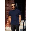 imageCOOFANDY Mens Mock Turtleneck Sweater Short Sleeve Turtle Neck Sweaters Casual Ribbed Knitted Pullover Tops Solid Basic TeeNavy Blue