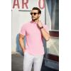 imageCOOFANDY Mens Mock Turtleneck Sweater Short Sleeve Turtle Neck Sweaters Casual Ribbed Knitted Pullover Tops Solid Basic TeePink