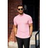 imageCOOFANDY Mens Mock Turtleneck Sweater Short Sleeve Turtle Neck Sweaters Casual Ribbed Knitted Pullover Tops Solid Basic TeePink