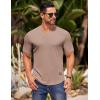 imageCOOFANDY Mens Muscle TShirts VNeck Slim Fit Workout Shirt Short Sleeve Longline Gym Athletic Tee ShirtsKhaki