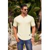 imageCOOFANDY Mens Muscle TShirts VNeck Slim Fit Workout Shirt Short Sleeve Longline Gym Athletic Tee ShirtsLight Beige