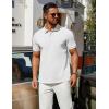 imageCOOFANDY Mens Polo Shirts 100 Cotton Heavyweight Short Sleeve Button Golf Shirts Classic Pullover Ribbed Collar and CuffsAll White
