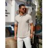 imageCOOFANDY Mens Polo Shirts 100 Cotton Heavyweight Short Sleeve Button Golf Shirts Classic Pullover Ribbed Collar and CuffsApricot