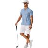 imageCOOFANDY Mens Polo Shirts Short Sleeve Classic Fit Golf Shirts Casual Solid Waffle Collared T ShirtLight Blue