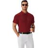 imageCOOFANDY Mens Polo Shirts Short Sleeve Classic Fit Golf Shirts Casual Solid Waffle Collared T ShirtWine Red
