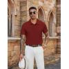 imageCOOFANDY Mens Polo Shirts Short Sleeve Classic Fit Golf Shirts Casual Solid Waffle Collared T ShirtWine Red