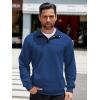 imageCOOFANDY Mens Quarter Sweatshirt Quilted Long Sleeve Mock Neck Active Sweater Waffle Pullover Polo Shirts With PocketsBlue