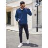 imageCOOFANDY Mens Quarter Sweatshirt Quilted Long Sleeve Mock Neck Active Sweater Waffle Pullover Polo Shirts With PocketsBlue