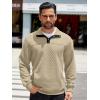 imageCOOFANDY Mens Quarter Sweatshirt Quilted Long Sleeve Mock Neck Active Sweater Waffle Pullover Polo Shirts With PocketsCoffee New