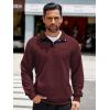 imageCOOFANDY Mens Quarter Sweatshirt Quilted Long Sleeve Mock Neck Active Sweater Waffle Pullover Polo Shirts With PocketsRed