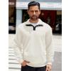 imageCOOFANDY Mens Quarter Sweatshirt Quilted Long Sleeve Mock Neck Active Sweater Waffle Pullover Polo Shirts With PocketsWhite New2