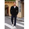 imageCOOFANDY Mens Quarter Zip Pullover Casual Long Sleeve Sweater Slim Fit Sweater Mock Neck Polo SweaterBlack