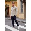 imageCOOFANDY Mens Quarter Zip Pullover Casual Long Sleeve Sweater Slim Fit Sweater Mock Neck Polo SweaterLight Khaki
