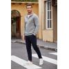 imageCOOFANDY Mens Quarter Zip Pullover Casual Long Sleeve Sweater Slim Fit Sweater Mock Neck Polo SweaterMiddle Gray
