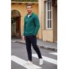 imageCOOFANDY Mens Quarter Zip Pullover Casual Long Sleeve Sweater Slim Fit Sweater Mock Neck Polo SweaterPeacock Blue