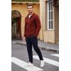 imageCOOFANDY Mens Quarter Zip Pullover Casual Long Sleeve Sweater Slim Fit Sweater Mock Neck Polo SweaterWine Red