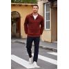 imageCOOFANDY Mens Quarter Zip Pullover Casual Long Sleeve Sweater Slim Fit Sweater Mock Neck Polo SweaterWine Red