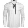 imageCOOFANDY Mens Scottish Jacobite Ghillie Kilt Shirts Medieval Renaissance Pirate Costume Long Sleeve Lace Up Henley Shirt01white