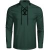 imageCOOFANDY Mens Scottish Jacobite Ghillie Kilt Shirts Medieval Renaissance Pirate Costume Long Sleeve Lace Up Henley ShirtDeep Green