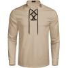 imageCOOFANDY Mens Scottish Jacobite Ghillie Kilt Shirts Medieval Renaissance Pirate Costume Long Sleeve Lace Up Henley ShirtLight Khaki
