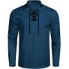 imageCOOFANDY Mens Scottish Jacobite Ghillie Kilt Shirts Medieval Renaissance Pirate Costume Long Sleeve Lace Up Henley ShirtPeacock Blue