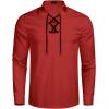 imageCOOFANDY Mens Scottish Jacobite Ghillie Kilt Shirts Medieval Renaissance Pirate Costume Long Sleeve Lace Up Henley ShirtRed