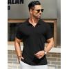 imageCOOFANDY Mens Textured Polo Shirts Short Sleeve Slim Fit Casual Button Polo TShirt Summer Collared Golf ShirtAll Black
