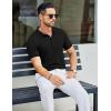 imageCOOFANDY Mens Textured Polo Shirts Short Sleeve Slim Fit Casual Button Polo TShirt Summer Collared Golf ShirtAll Black