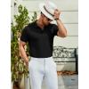 imageCOOFANDY Mens Textured Polo Shirts Short Sleeve Slim Fit Casual Button Polo TShirt Summer Collared Golf ShirtAll Black