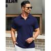 imageCOOFANDY Mens Textured Polo Shirts Short Sleeve Slim Fit Casual Button Polo TShirt Summer Collared Golf ShirtNavy Blue
