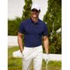 imageCOOFANDY Mens Textured Polo Shirts Short Sleeve Slim Fit Casual Button Polo TShirt Summer Collared Golf ShirtNavy Blue